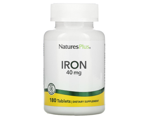 Nature's Plus, Железо, 40 мг, 180 таблеток Nature's Plus, Железо, 40 мг, 180 таблеток