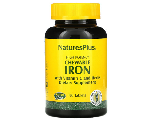Nature's Plus, Chewable Iron, Cherry Flavor, 90 Tablets Nature's Plus, Chewable Iron, Cherry Flavor, 90 Tablets