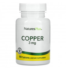 Nature's Plus, Медь, 3 мг, 90 таблеток