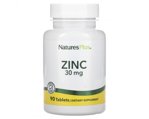 Цинк NaturesPlus, Цинк, 30 мг, 90 таблеток Цинк NaturesPlus, Цинк, 30 мг, 90 таблеток