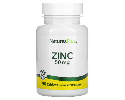 Nature's Plus, Цинк, 50 мг, 90 таблеток Nature's Plus, Цинк, 50 мг, 90 таблеток