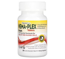 NaturesPlus, Hema-Plex, Iron with Essential Nutrients for Healthy Red Blood Cells, 30 Slow Release Tablets