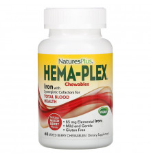 Nature's Plus, Hema-Plex, ягодное ассорти, 60 жевательных пастилок