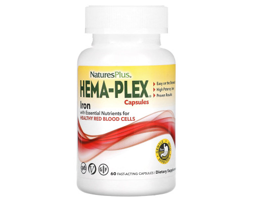 Nature's Plus, Hema-Plex, 60 вегетарианских капсул Nature's Plus, Hema-Plex, 60 вегетарианских капсул