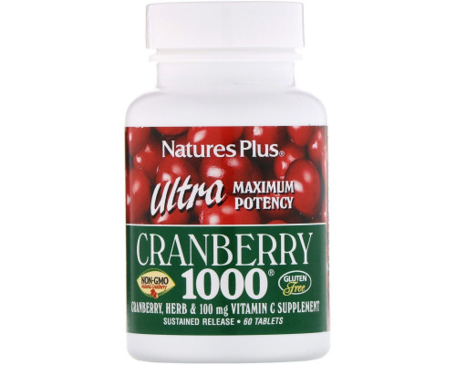 Nature's Plus, Ультра Клюква 1000, 60 таблеток Nature's Plus, Ультра Клюква 1000, 60 таблеток