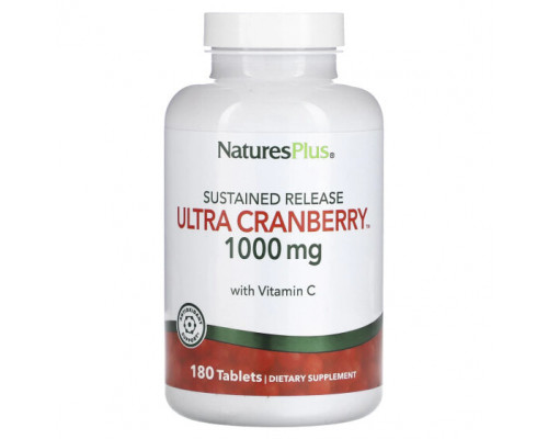 Фрукты и ягоды NaturesPlus, Клюква с замедленным высвобождением, 1000 мг, 180 таблеток Фрукты и ягоды NaturesPlus, Клюква с замедленным высвобождением, 1000 мг, 180 таблеток