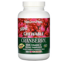Nature's Plus, Ультра жевкие конфеты с клюквой и витамином С, натуральный вкус клюквы/клубники, 180 «любимых ягодок»