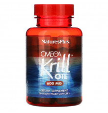 Nature's Plus, Омега крилевый жир, 600 мг, 60 капсул с жидкостью