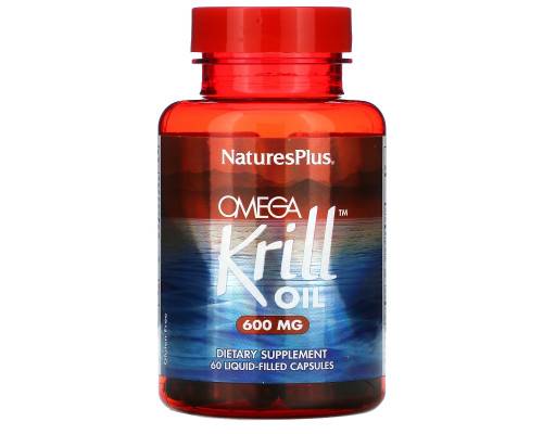 Nature's Plus, Омега крилевый жир, 600 мг, 60 капсул с жидкостью