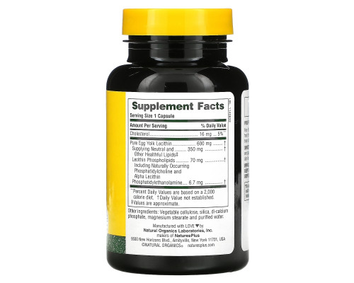 Nature's Plus, Egg Yolk Lecithin, 600 mg, 90 Vegetarian Capsules Nature's Plus, Egg Yolk Lecithin, 600 mg, 90 Vegetarian Capsules