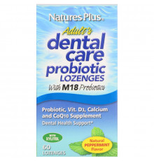 Nature's Plus, Adult's Dental Care Probiotic, Natural Peppermint Flavor, 60 Lozenges