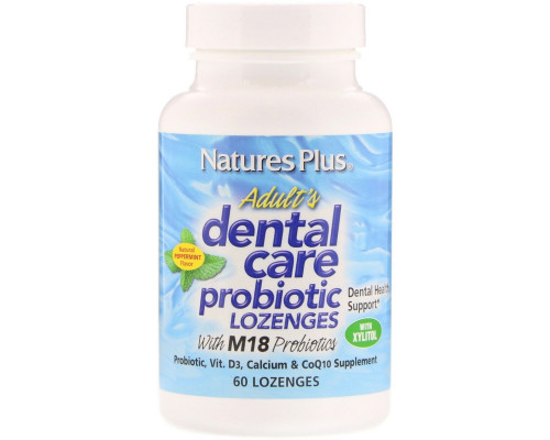 Nature's Plus, Adult's Dental Care Probiotic, Natural Peppermint Flavor, 60 Lozenges