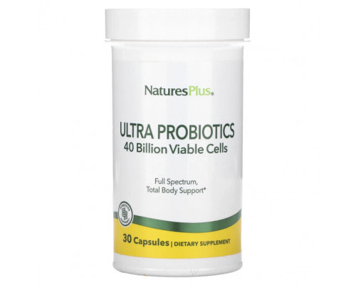 Пребиотики и пробиотики NaturesPlus, Ультрапробиотики, 40 млрд, 30 капсул Пребиотики и пробиотики NaturesPlus, Ультрапробиотики, 40 млрд, 30 капсул