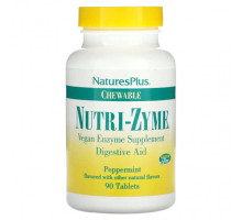 Для пищеварительной системы NaturesPlus, Жевательные Nutri-Zyme, перечная мята, 90 таблеток