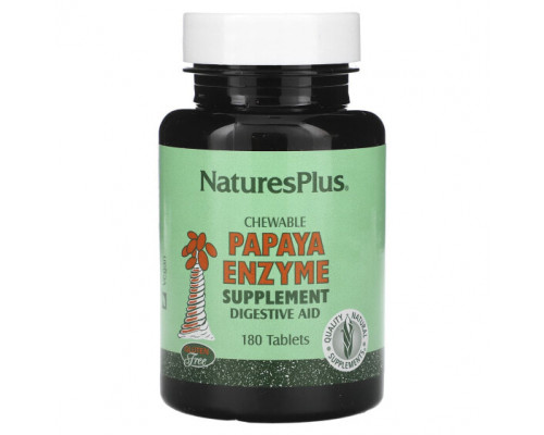 Для пищеварительной системы NaturesPlus, Жевательная добавка с ферментами папайи, 180 таблеток Для пищеварительной системы NaturesPlus, Жевательная добавка с ферментами папайи, 180 таблеток
