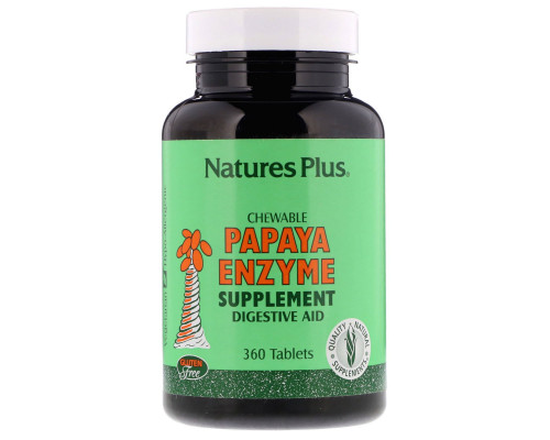 Nature's Plus, Жевательная добавка с ферментами папайи, 360 таблеток Nature's Plus, Жевательная добавка с ферментами папайи, 360 таблеток