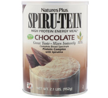 Nature's Plus, Spiru-Tein, энергетическая еда с высоким содержанием белка, шоколадный вкус, 2.1 фунтов (952 г)