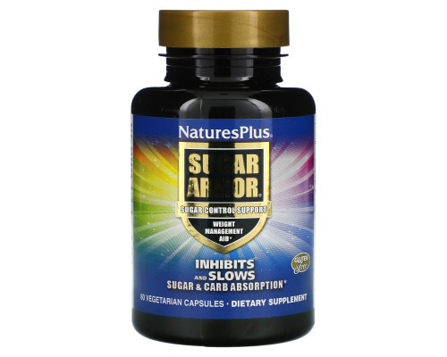 Nature's Plus, Sugar Armor, блокатор сахара, средство для похудения, 60 растительных капсул Nature's Plus, Sugar Armor, блокатор сахара, средство для похудения, 60 растительных капсул