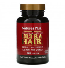Nature's Plus, Ультра Волосы, устойчивое высвобождение для мужчин и женщин, 120 таблеток