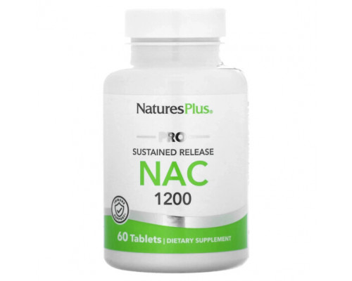 Антиоксиданты NaturesPlus, Pro NAC 1200, с замедленным высвобождением, 60 таблеток Антиоксиданты NaturesPlus, Pro NAC 1200, с замедленным высвобождением, 60 таблеток