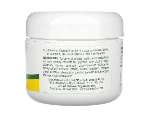Nature's Plus, Крем с витамином E, 30,000 МЕ, 2,2 унции (63 г) Nature's Plus, Крем с витамином E, 30,000 МЕ, 2,2 унции (63 г)