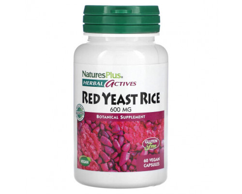 Дрожжи NaturesPlus, Herbal Actives, красный дрожжевой рис, 600 мг, 60 веганских капсул Дрожжи NaturesPlus, Herbal Actives, красный дрожжевой рис, 600 мг, 60 веганских капсул