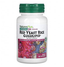 Дрожжи NaturesPlus, Herbal Actives, красный дрожжевой рис и гугулипид, 450 мг, 60 веганских капсул