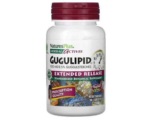 Nature's Plus, Herbal Actives, Gugulipid, Extended Release, 1,000 mg, 30 Vegetarian Tablets Nature's Plus, Herbal Actives, Gugulipid, Extended Release, 1,000 mg, 30 Vegetarian Tablets