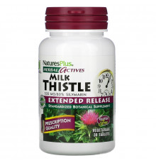 Nature's Plus, Herbal Actives, Молочный чертополох, с продлённым высвобождением, 500 мг, 30 таблеток