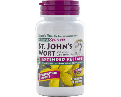 Nature's Plus, Herbal Actives, St. John's Wort, 450 mg, 60 Vegetarian Tablets Nature's Plus, Herbal Actives, St. John's Wort, 450 mg, 60 Vegetarian Tablets