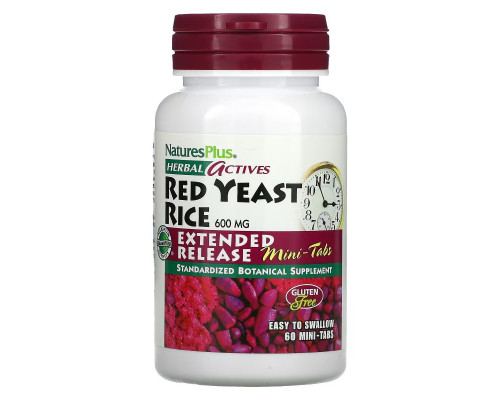 NaturesPlus, Herbal Actives, Red Yeast Rice, 300 mg, 60 Mini-Tablets NaturesPlus, Herbal Actives, Red Yeast Rice, 300 mg, 60 Mini-Tablets