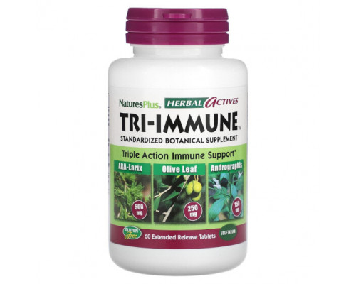 Растительные экстракты и настойки NaturesPlus, Herbal Actives, Tri-Immune, 60 таблеток с пролонгированным высвобождением Растительные экстракты и настойки NaturesPlus, Herbal Actives, Tri-Immune, 60 таблеток с пролонгированным высвобождением