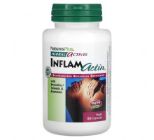 Растительные экстракты и настойки NaturesPlus, Herbal Actives, InflamActin, 60 веганских капсул