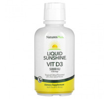 Витамин D NaturesPlus, Liquid Sunshine, витамин D3, тропические цитрусы, 125 мкг (5000 МЕ), 473,18 мл (16 жидк. Унций)