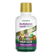 Детское здоровье NaturesPlus, Children's Animal Parade Gold, жидкий мультивитаминный продукт, тропические ягоды, 473,18 мл (16 жидк. Унций)