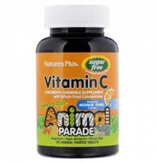 Nature's Plus, Source of Life, Animal Planet, витамин C, не содержит сахара, с ароматом апельсинового сока, 90 животных