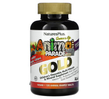 Nature's Plus, Парад зверей Gold от Source of Life, мультивитаминная жевательная добавка для детей с минералами, ассорти из натуральных ароматизаторов, 120 таблеток в форме животных