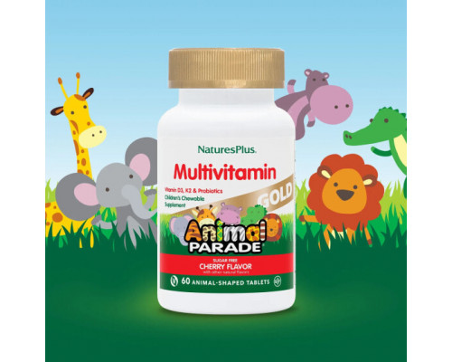 Витаминно-минеральные комплексы NaturesPlus, Source of Life, Animal Parade Gold, жевательные мультивитамины с микроэлементами для детей, со вкусом вишни, 60 таблеток в форме животных Витаминно-минеральные комплексы NaturesPlus, Source of Life, Animal Parade Gold, жевательные мультивитамины с микроэлементами для детей, со вкусом вишни, 60 таблеток в форме животных