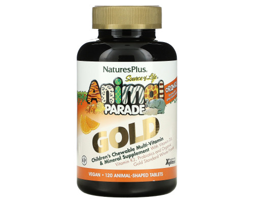 Nature's Plus, Источник жизни, Золотое шествие животных, Жевательный комплекс мультивитаминов и минералов для детей с натуральным вкусом апельсина, 120 животных Nature's Plus, Источник жизни, Золотое шествие животных, Жевательный комплекс мультивитаминов и минералов для детей с натуральным вкусом апельсина, 120 животных