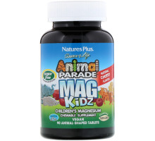 Nature's Plus, Animal Parade, MagKidz, Children's Magnesium, Natural Cherry Flavor, 90 Animal-Shaped Tablets