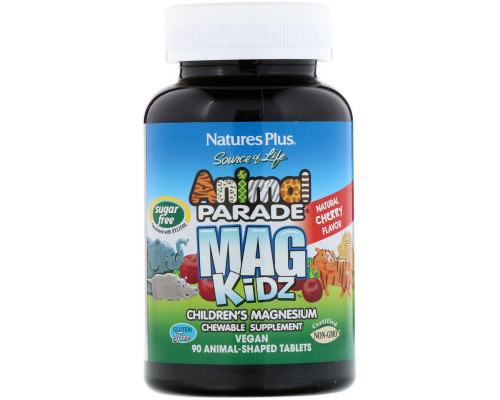 Nature's Plus, Animal Parade, MagKidz, Children's Magnesium, Natural Cherry Flavor, 90 Animal-Shaped Tablets Nature's Plus, Animal Parade, MagKidz, Children's Magnesium, Natural Cherry Flavor, 90 Animal-Shaped Tablets