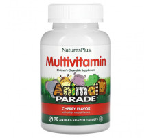 Витаминно-минеральные комплексы NaturesPlus, Source of Life, Animal Parade Gold, жевательные мультивитамины с микроэлементами для детей, со вкусом вишни, 90 таблеток в форме животных
