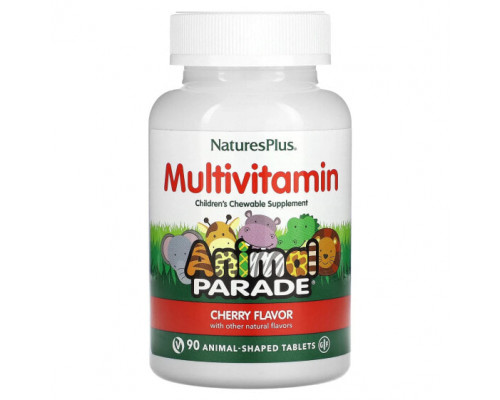 Витаминно-минеральные комплексы NaturesPlus, Source of Life, Animal Parade Gold, жевательные мультивитамины с микроэлементами для детей, со вкусом вишни, 90 таблеток в форме животных Витаминно-минеральные комплексы NaturesPlus, Source of Life, Animal Parade Gold, жевательные мультивитамины с микроэлементами для детей, со вкусом вишни, 90 таблеток в форме животных