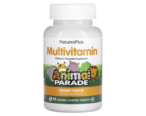 Детское здоровье NaturesPlus, Animal Parade, детские жевательные мультивитамины, апельсин, 90 таблеток в форме животных Детское здоровье NaturesPlus, Animal Parade, детские жевательные мультивитамины, апельсин, 90 таблеток в форме животных
