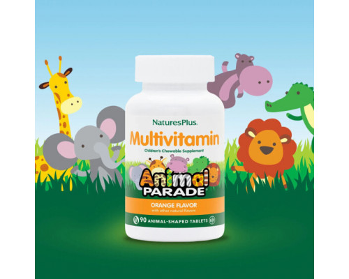 Детское здоровье NaturesPlus, Animal Parade, детские жевательные мультивитамины, апельсин, 90 таблеток в форме животных Детское здоровье NaturesPlus, Animal Parade, детские жевательные мультивитамины, апельсин, 90 таблеток в форме животных