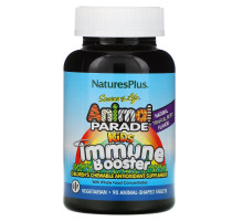 Nature's Plus, Источник жизни, Жевательные таблетки для детей для защиты иммунитета со вкусом тропических ягод, 90 животных