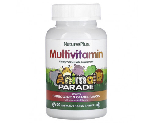 Детское здоровье NaturesPlus, Animal Parade, детские жевательные мультивитамины, ассорти, 90 таблеток в форме животных Детское здоровье NaturesPlus, Animal Parade, детские жевательные мультивитамины, ассорти, 90 таблеток в форме животных