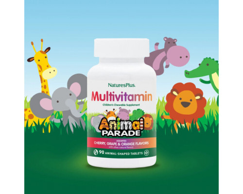 Детское здоровье NaturesPlus, Animal Parade, детские жевательные мультивитамины, ассорти, 90 таблеток в форме животных Детское здоровье NaturesPlus, Animal Parade, детские жевательные мультивитамины, ассорти, 90 таблеток в форме животных