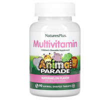 Детское здоровье NaturesPlus, Animal Parade, мультивитаминная добавка для детей, арбуз, 90 таблеток в форме животных