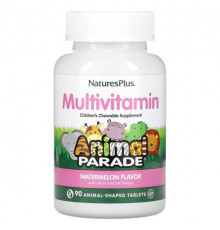 Детское здоровье NaturesPlus, Animal Parade, мультивитаминная добавка для детей, арбуз, 90 таблеток в форме животных